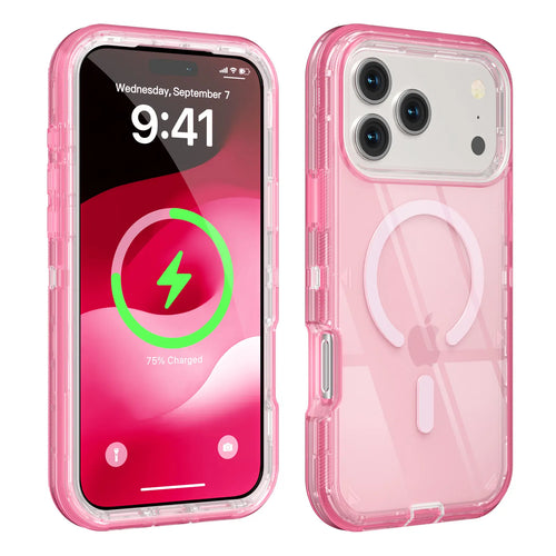 3-In-1 Transparent Phone Case for Iphone 17 Pro Max 17 Air 16 15 14 13 Pro Max,Compatible with Magsafe, Durable Dual Layer Transparent Magnetic Phone Cases, Heavy Duty Shockproof and Anti-Drop Protective Cover