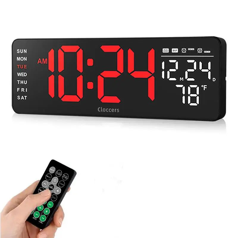 Usb-Powered Digital Wall Clock, Rectangle with Remote Control, Large Display with Indoor Temperature, Date and Week, Countdown Timer (Battery Not Included) #GLOBAL PICKS