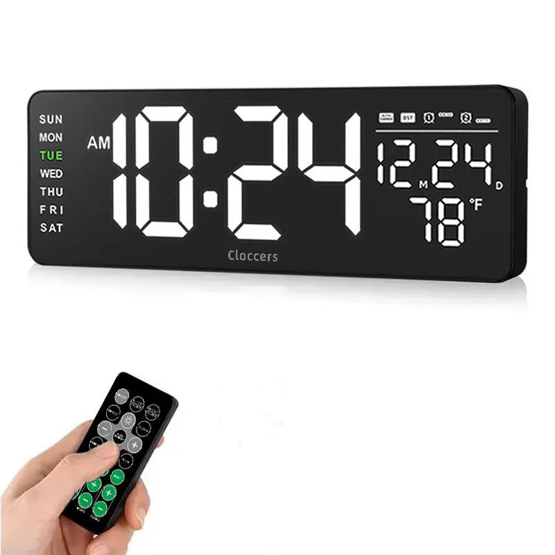 Usb-Powered Digital Wall Clock, Rectangle with Remote Control, Large Display with Indoor Temperature, Date and Week, Countdown Timer (Battery Not Included) #GLOBAL PICKS