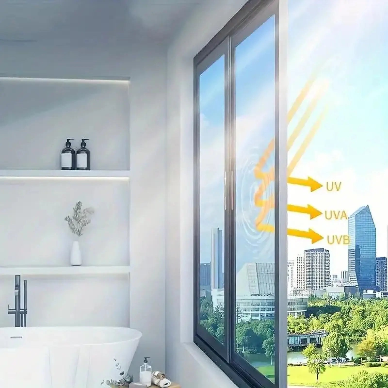 Anti-Peeping & Sunshade Window Film,Window Glass Film,Balcony & Office One-Way Perspective Sticker Film, Privacy Window Film
