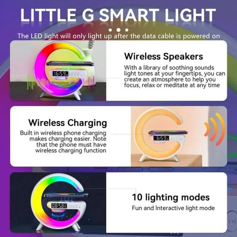 Wireless Charging Holder with Ambient Lighting and Alarm Clock Creative Office Multifunctional Magnetic Speaker for Bedroom Dormitory Holiday Valentine'S Day Gift