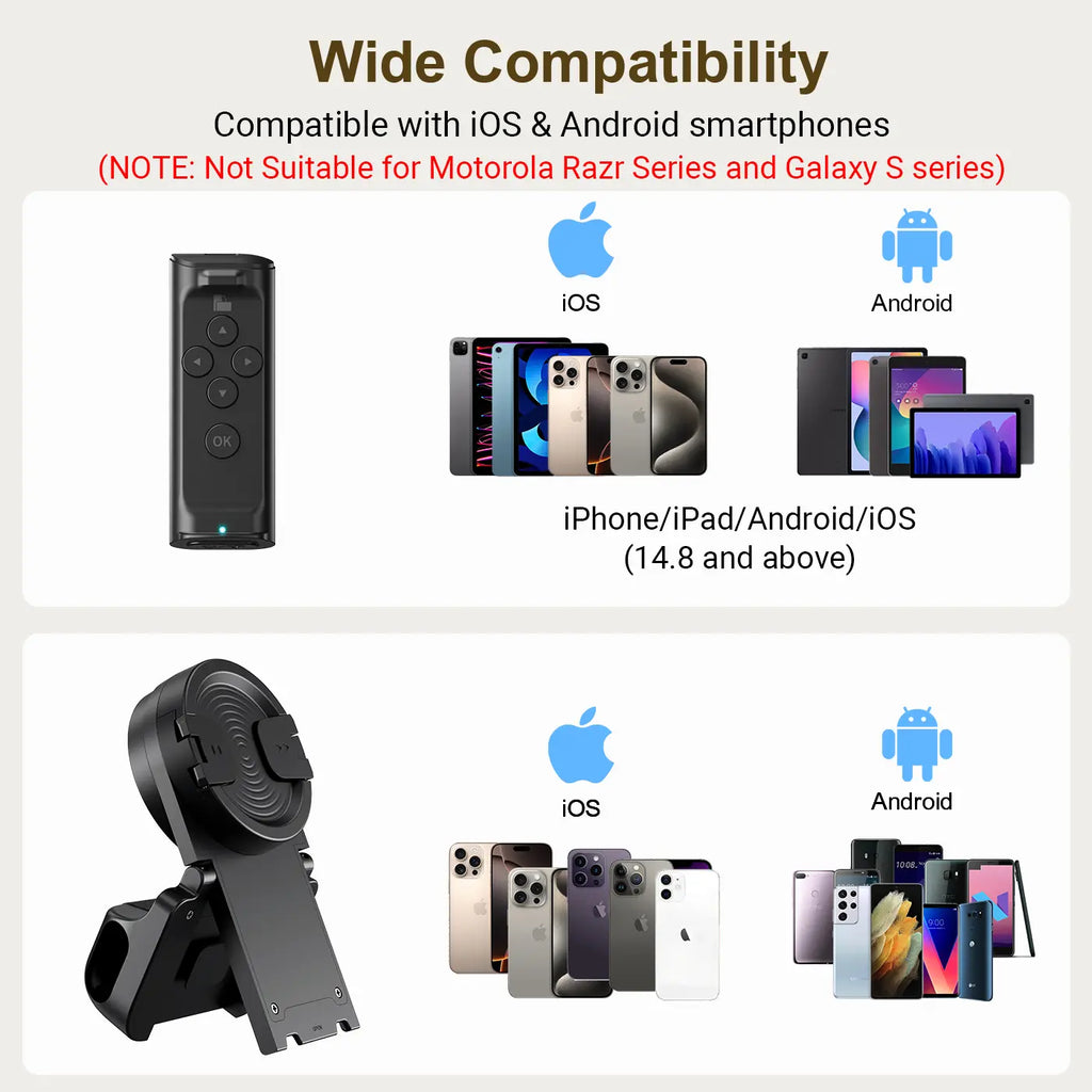 PUTARE Remote Control for Tiktok Scrolling with Phone Stand, Wireless Page Turner, Selfie Camera Shutter Video Recording for Ios Android, Cellphone Selfie Accessory Summerwins