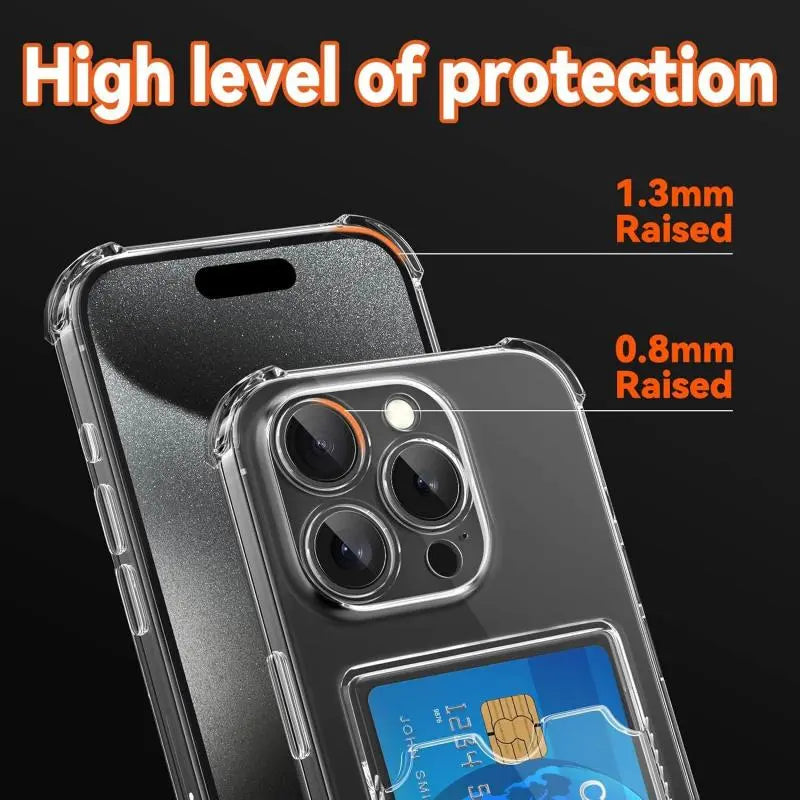 Transparent Card Holder Phone Case for Iphone 17 16 15 14 13 12 11 Pro Max Pro plus | DIY for Printing Photos,Slim Soft Silicone, Shockproof, Stylish Couple Case for Men & Women Cellphone Smartphone