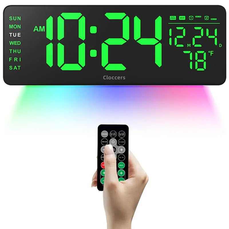 Usb-Powered Digital Wall Clock, Rectangle with Remote Control, Large Display with Indoor Temperature, Date and Week, Countdown Timer (Battery Not Included) #GLOBAL PICKS