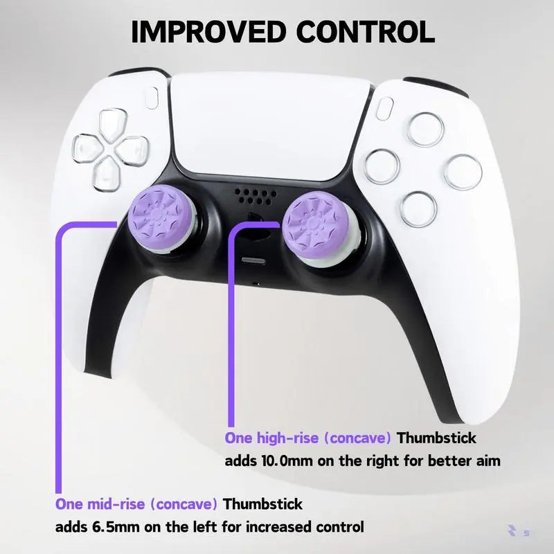 Gaming Grips with Thumbsticks, Thumbsticks Grips for PS4/PS5, XBOX, Professional Thumb Grips Joystick Cap Analog Stick Cover,Thumbsticks - 1 High-Rise & 1 Mid-Rise PS5/4