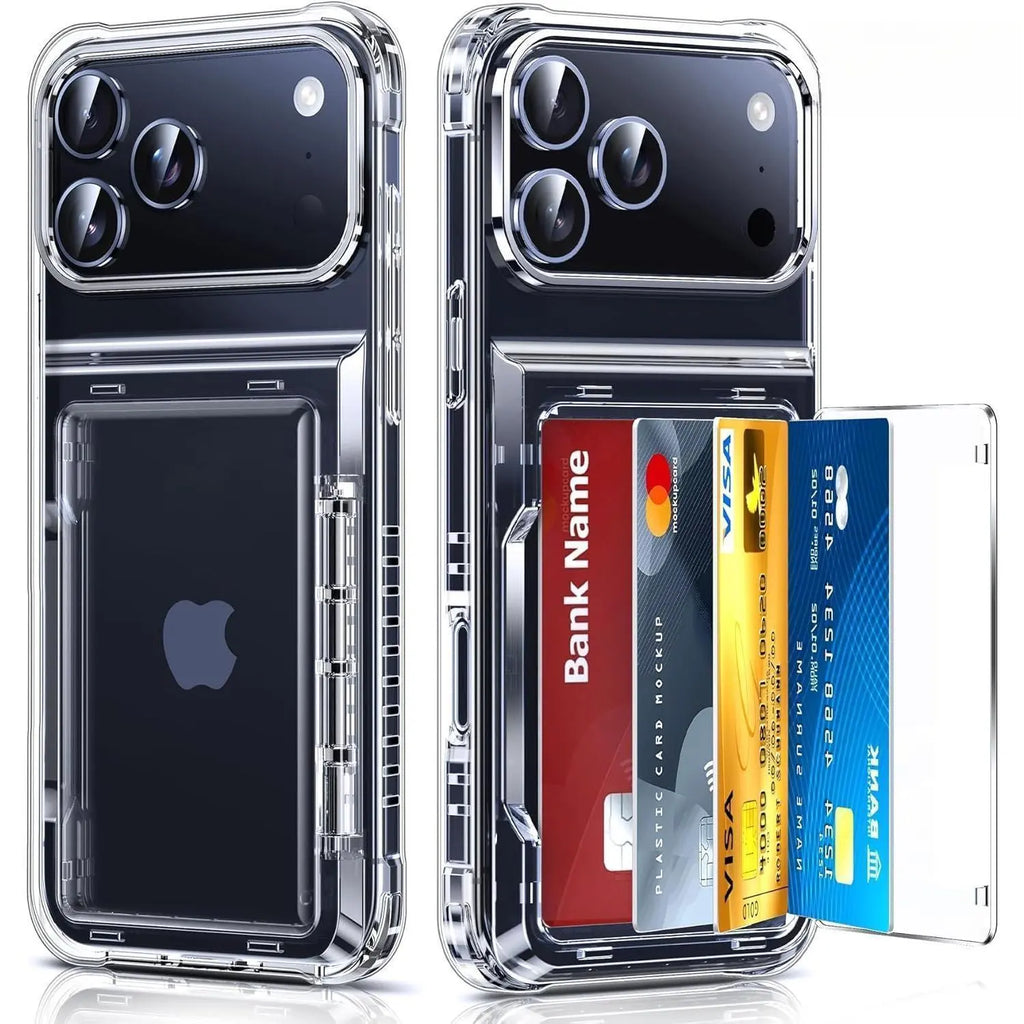 Transparent Card Holder Phone Case for Iphone 17 16 15 14 13 12 11 Pro Max Pro plus | DIY for Printing Photos,Slim Soft Silicone, Shockproof, Stylish Couple Case for Men & Women Cellphone Smartphone