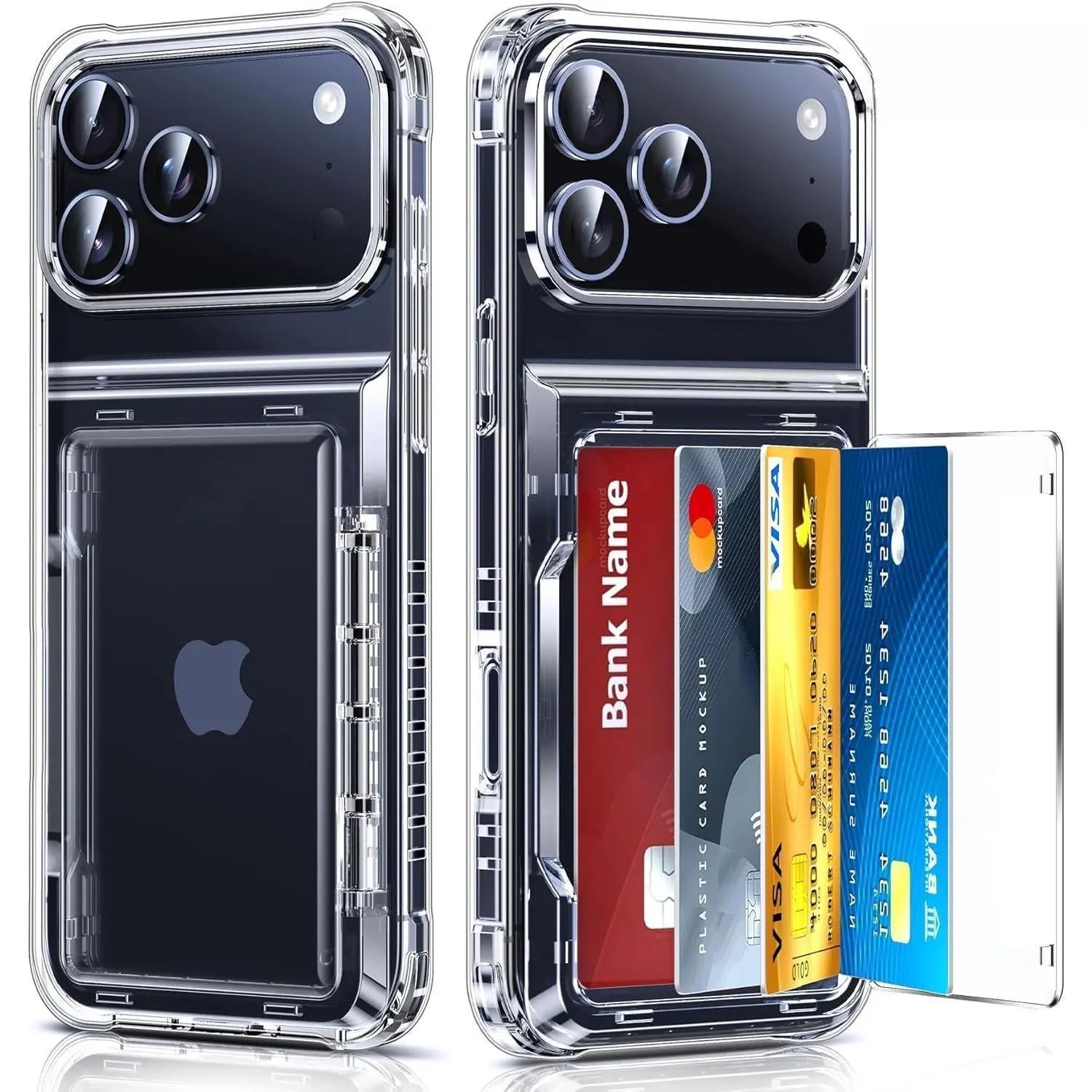 Transparent Card Holder Phone Case for Iphone 17 16 15 14 13 12 11 Pro Max Pro plus | DIY for Printing Photos,Slim Soft Silicone, Shockproof, Stylish Couple Case for Men & Women Cellphone Smartphone