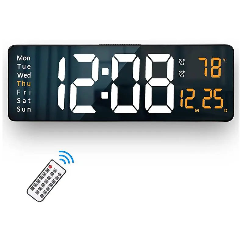 Usb-Powered Digital Wall Clock, Rectangle with Remote Control, Large Display with Indoor Temperature, Date and Week, Countdown Timer (Battery Not Included) #GLOBAL PICKS