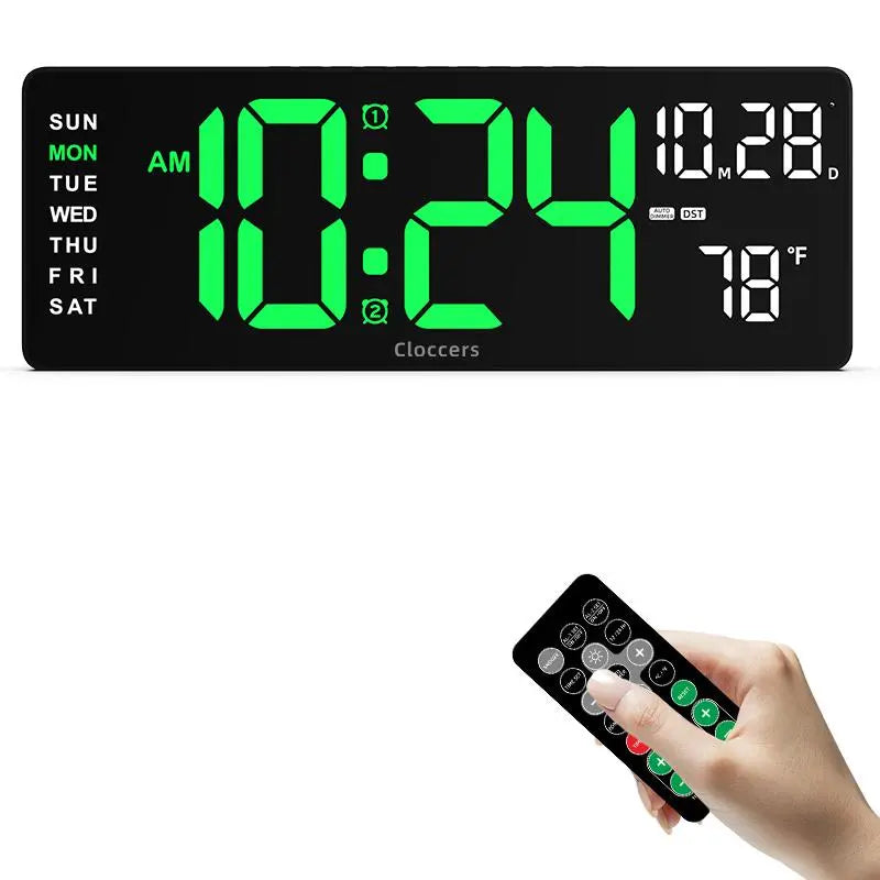 Usb-Powered Digital Wall Clock, Rectangle with Remote Control, Large Display with Indoor Temperature, Date and Week, Countdown Timer (Battery Not Included) #GLOBAL PICKS