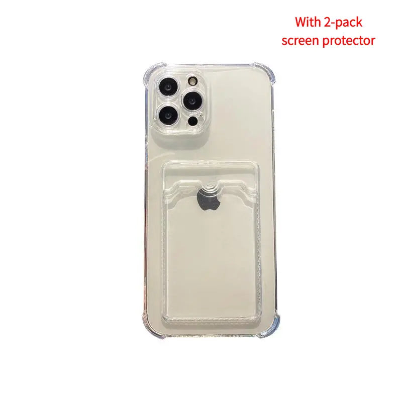 Transparent Card Holder Phone Case for Iphone 17 16 15 14 13 12 11 Pro Max Pro plus | DIY for Printing Photos,Slim Soft Silicone, Shockproof, Stylish Couple Case for Men & Women Cellphone Smartphone