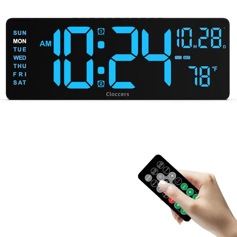 Usb-Powered Digital Wall Clock, Rectangle with Remote Control, Large Display with Indoor Temperature, Date and Week, Countdown Timer (Battery Not Included) #GLOBAL PICKS