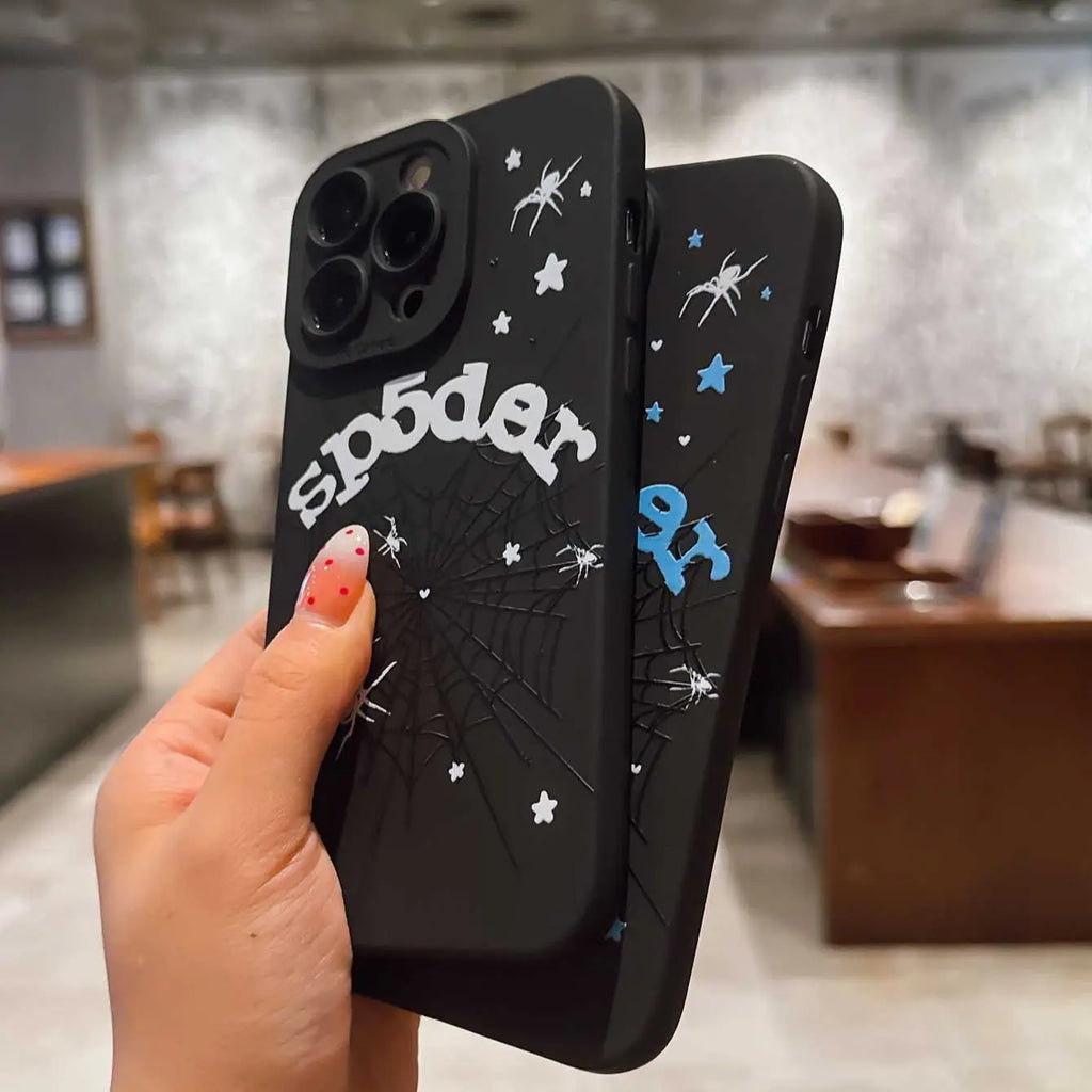 Dark Spider Web Design TPU Smartphone Casing Anti-Drop Shockproof Protective Phone Case Set, Soft Full Coverage Case for Iphone 11/12/13/14/15/16 Pro Max/Plus/X/Xs/Xr/Mini, Creative Gift for Couples & Friends, Accessories