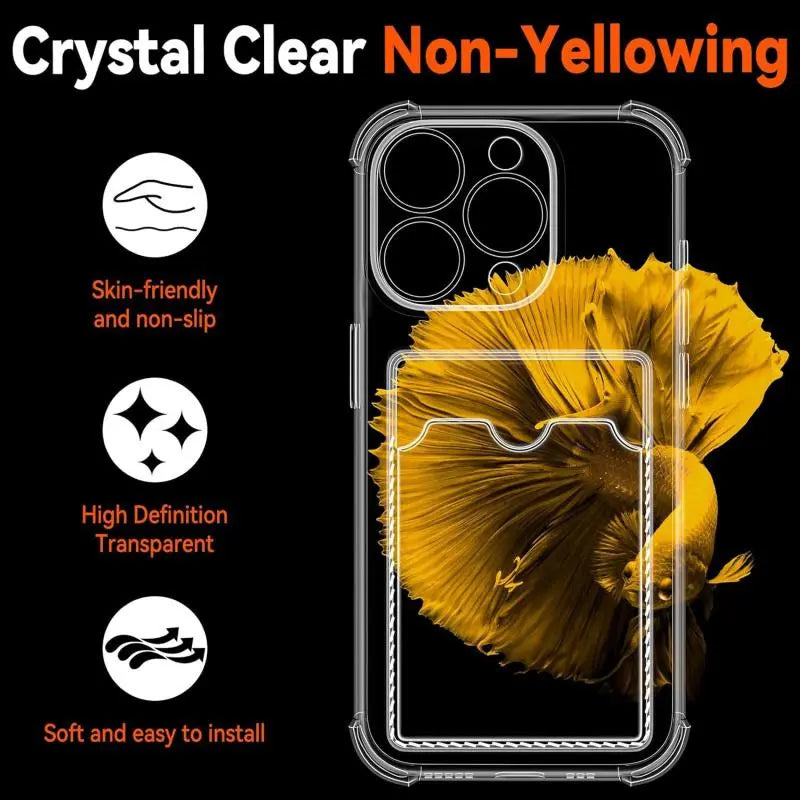 Transparent Card Holder Phone Case for Iphone 17 16 15 14 13 12 11 Pro Max Pro plus | DIY for Printing Photos,Slim Soft Silicone, Shockproof, Stylish Couple Case for Men & Women Cellphone Smartphone