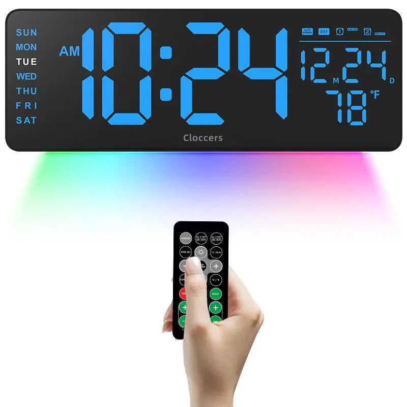 Usb-Powered Digital Wall Clock, Rectangle with Remote Control, Large Display with Indoor Temperature, Date and Week, Countdown Timer (Battery Not Included) #GLOBAL PICKS