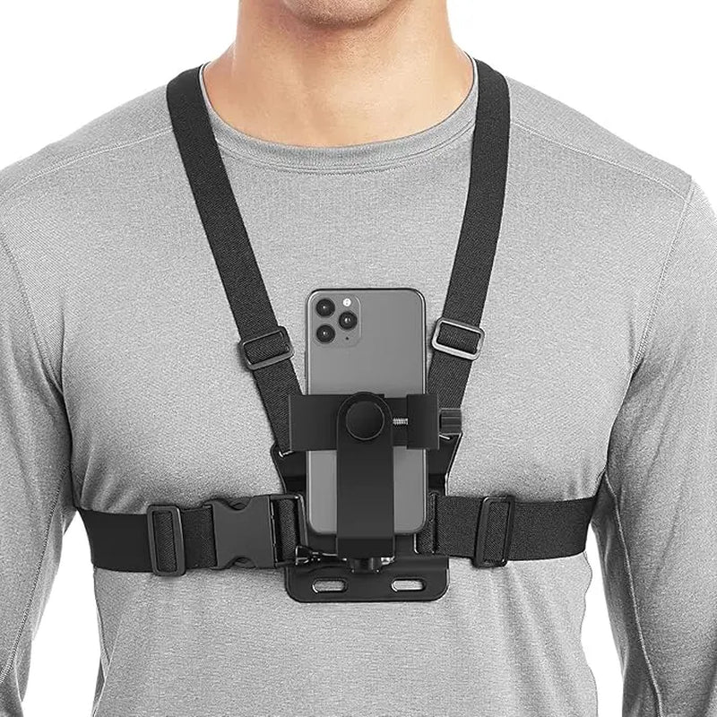 Phone Holder Chest Mount | Tiktok-Ready Stabilizer for POV Videos | Perfect for Jogging, Climbing, Skiing, and More | Lightweight, Durable, Adjustable | the Ultimate Tool for Creative Content and Outdoor Sports Smartphone Silicone Camera Clip Cellphone