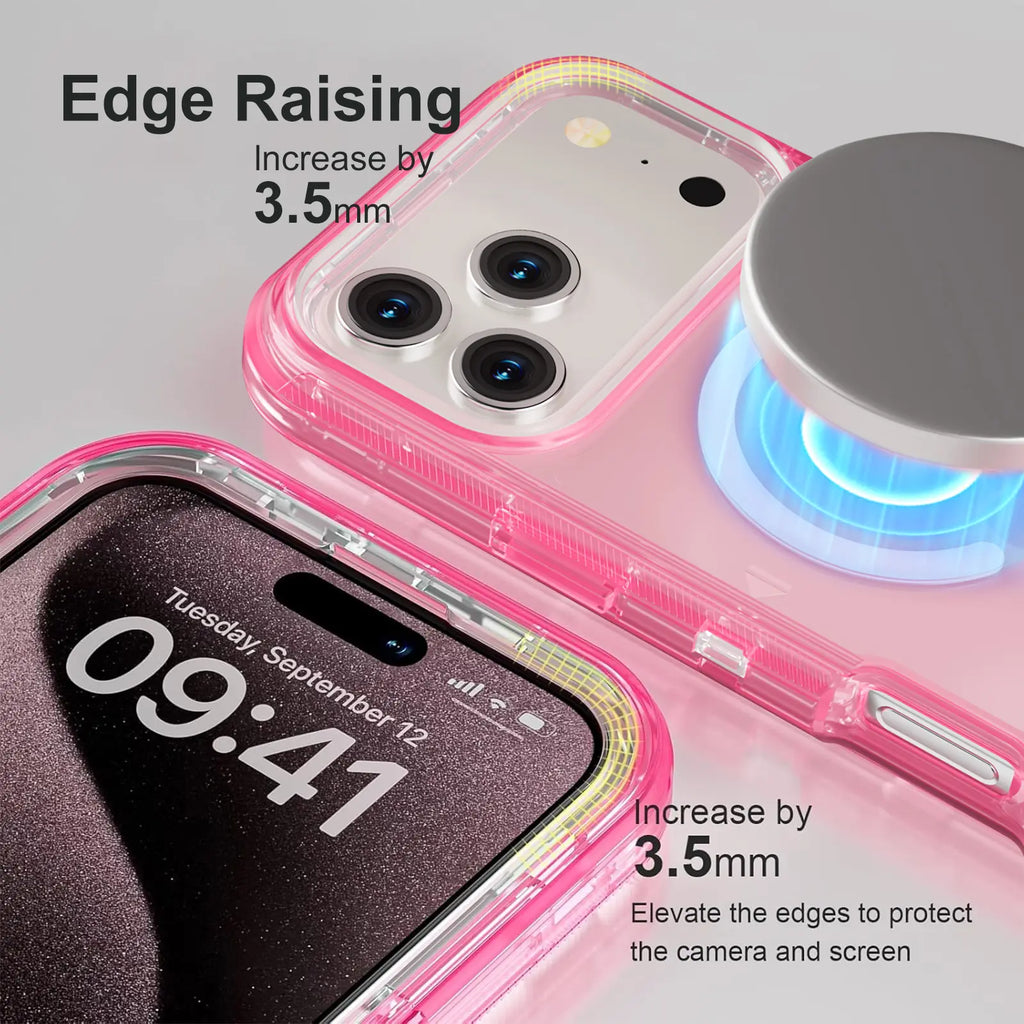 3-In-1 Transparent Phone Case for Iphone 17 Pro Max 17 Air 16 15 14 13 Pro Max,Compatible with Magsafe, Durable Dual Layer Transparent Magnetic Phone Cases, Heavy Duty Shockproof and Anti-Drop Protective Cover
