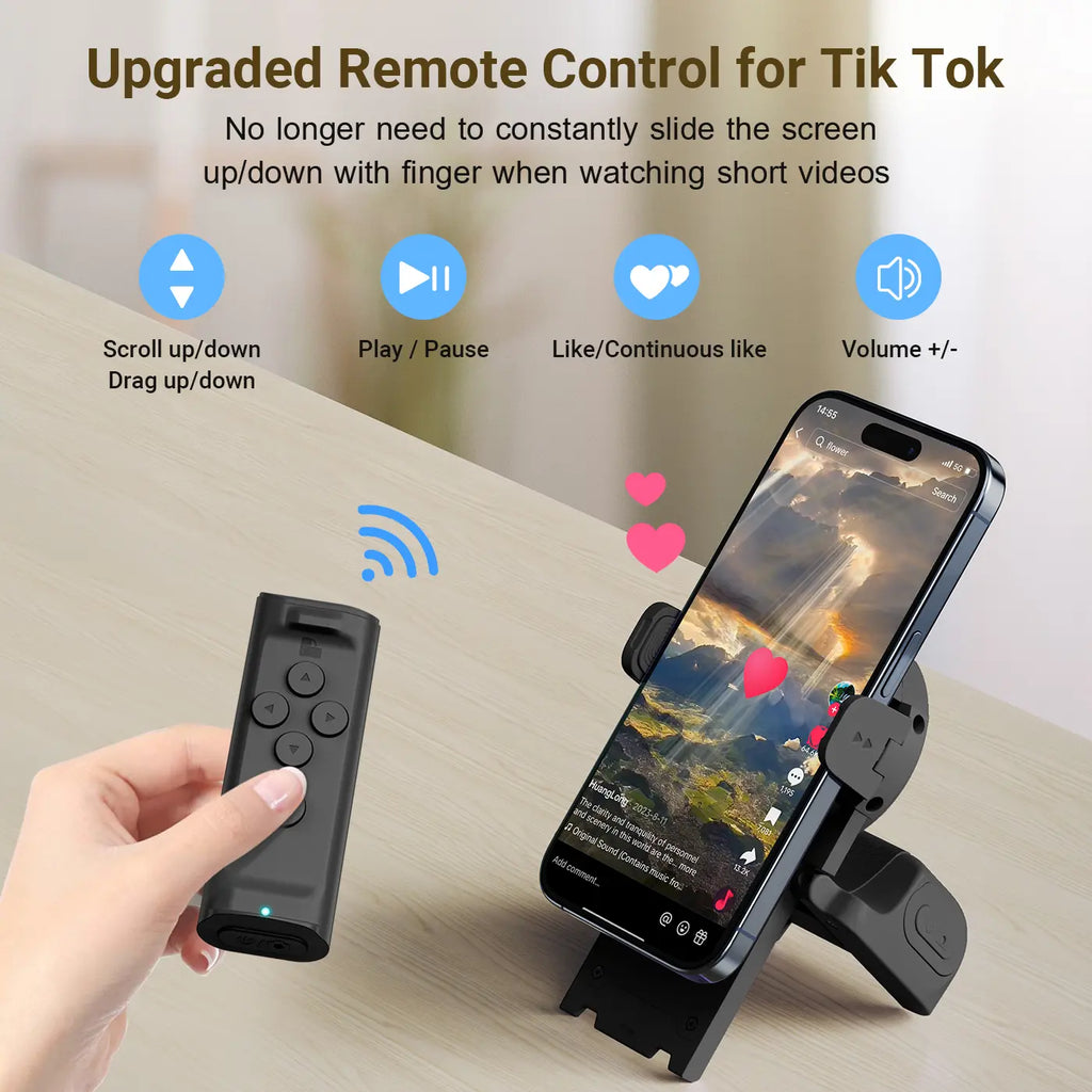 PUTARE Remote Control for Tiktok Scrolling with Phone Stand, Wireless Page Turner, Selfie Camera Shutter Video Recording for Ios Android, Cellphone Selfie Accessory Summerwins