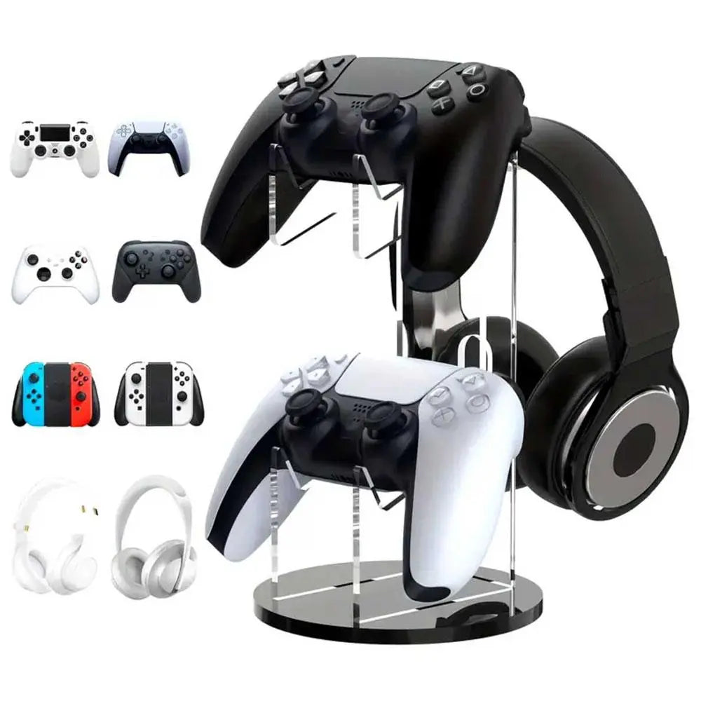 3-Layer Compact Game Controller Stand & Headphone Stand, Organize Storage Arrangement Stand for PS5 S4 Controller, Controller Holder Headset Stand Gaming Accessories