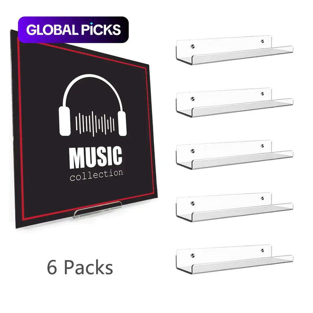 Clear Acrylic Wall-Mounted Vinyl Record Display Shelf, Album Holder Rack, Home Decor Accessory #GLOBAL PICKS