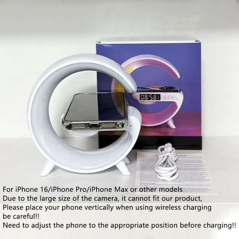 Wireless Charging Holder with Ambient Lighting and Alarm Clock Creative Office Multifunctional Magnetic Speaker for Bedroom Dormitory Holiday Valentine'S Day Gift