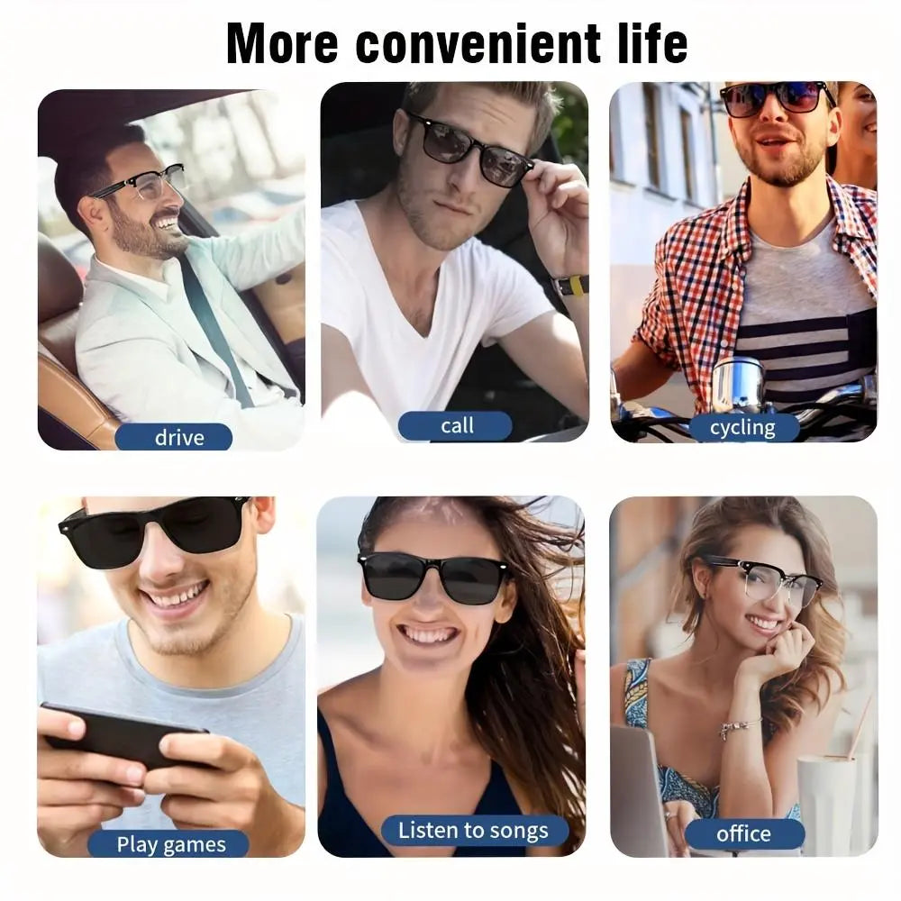 Senbono Smart Eye Strain Glasses, Multifunctional Smart Glasses, Smart Eyewear, Wireless Headphone Transparent Lens Bluetooth-Compatible Glasses, Smart Audio Glasses, Smart Sports Sunglasses with Mic, Boyfriend Gift, Electronic Gadgets