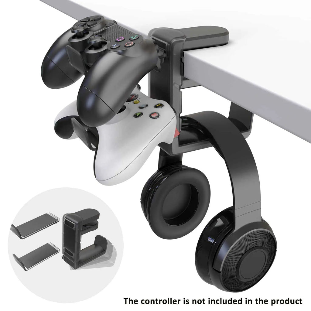 3-Layer Compact Game Controller Stand & Headphone Stand, Organize Storage Arrangement Stand for PS5 S4 Controller, Controller Holder Headset Stand Gaming Accessories