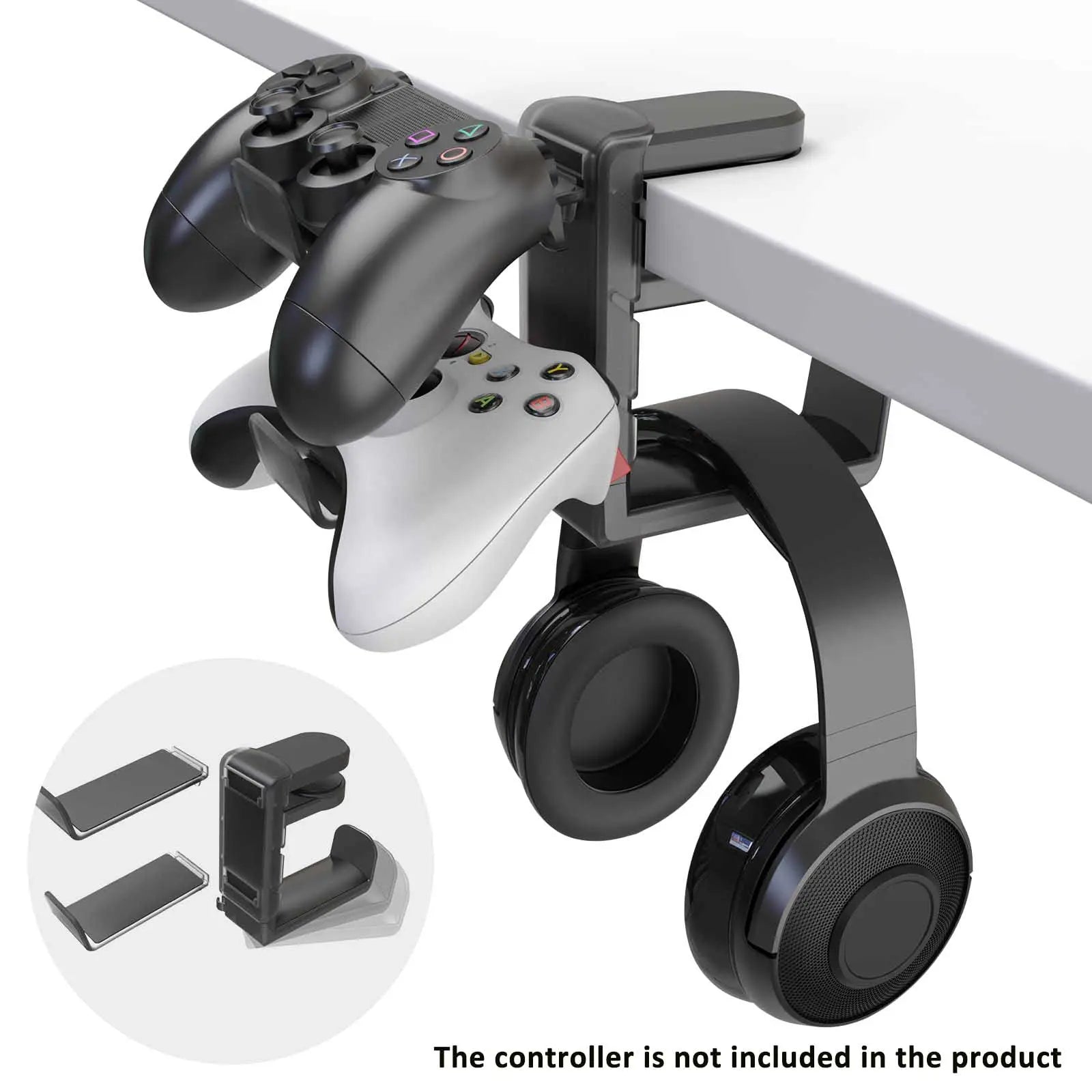 3-Layer Compact Game Controller Stand & Headphone Stand, Organize Storage Arrangement Stand for PS5 S4 Controller, Controller Holder Headset Stand Gaming Accessories
