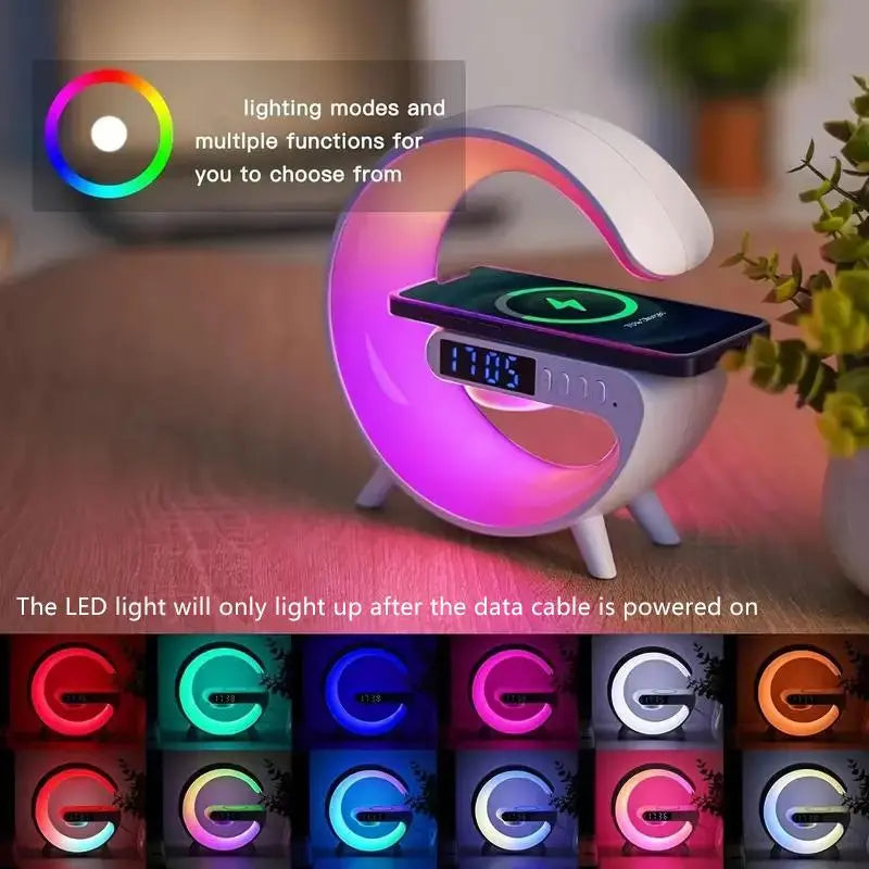 Wireless Charging Holder with Ambient Lighting and Alarm Clock Creative Office Multifunctional Magnetic Speaker for Bedroom Dormitory Holiday Valentine'S Day Gift