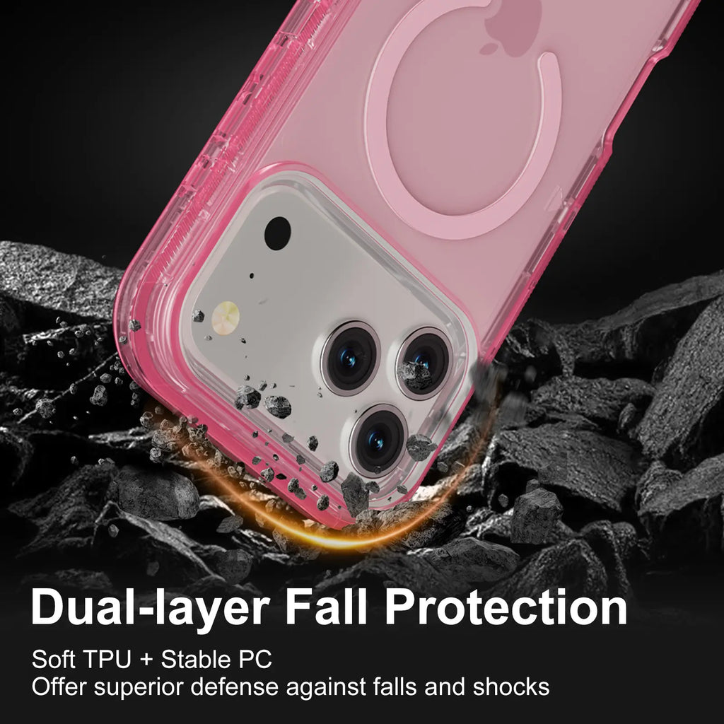 3-In-1 Transparent Phone Case for Iphone 17 Pro Max 17 Air 16 15 14 13 Pro Max,Compatible with Magsafe, Durable Dual Layer Transparent Magnetic Phone Cases, Heavy Duty Shockproof and Anti-Drop Protective Cover