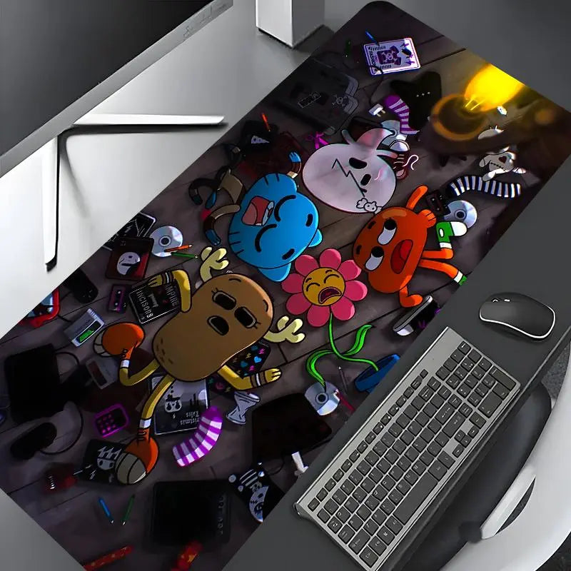Cartoon Pattern Rectangle Gaming Computer Mouse Pad, Non-Slip Rubber Base Keyboard & Mouse Mat for Home Office Desk Décor