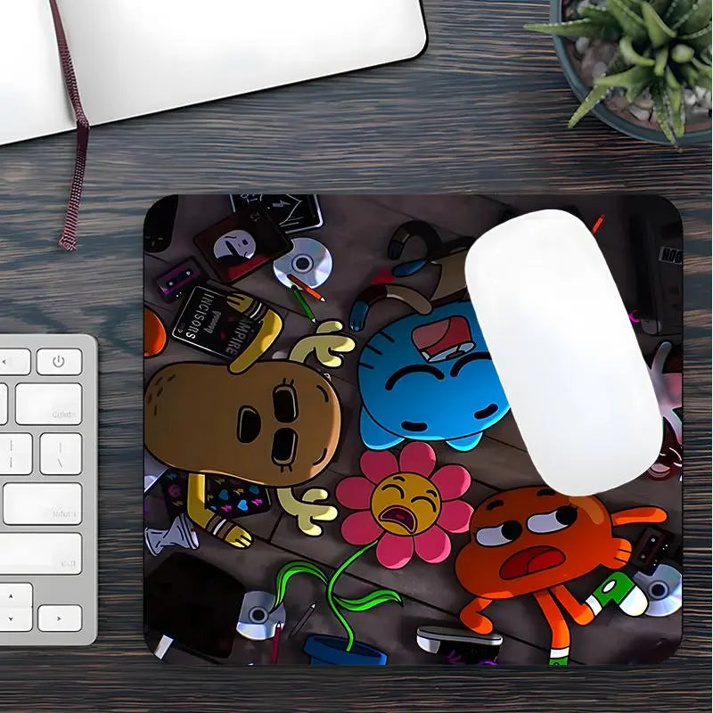Cartoon Pattern Rectangle Gaming Computer Mouse Pad, Non-Slip Rubber Base Keyboard & Mouse Mat for Home Office Desk Décor
