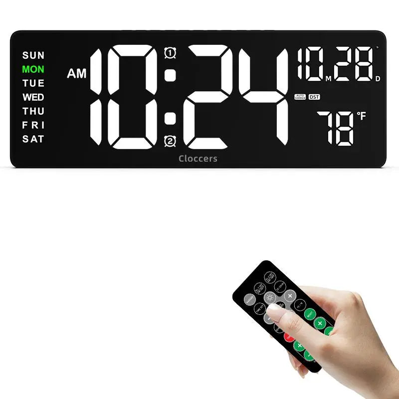 Usb-Powered Digital Wall Clock, Rectangle with Remote Control, Large Display with Indoor Temperature, Date and Week, Countdown Timer (Battery Not Included) #GLOBAL PICKS