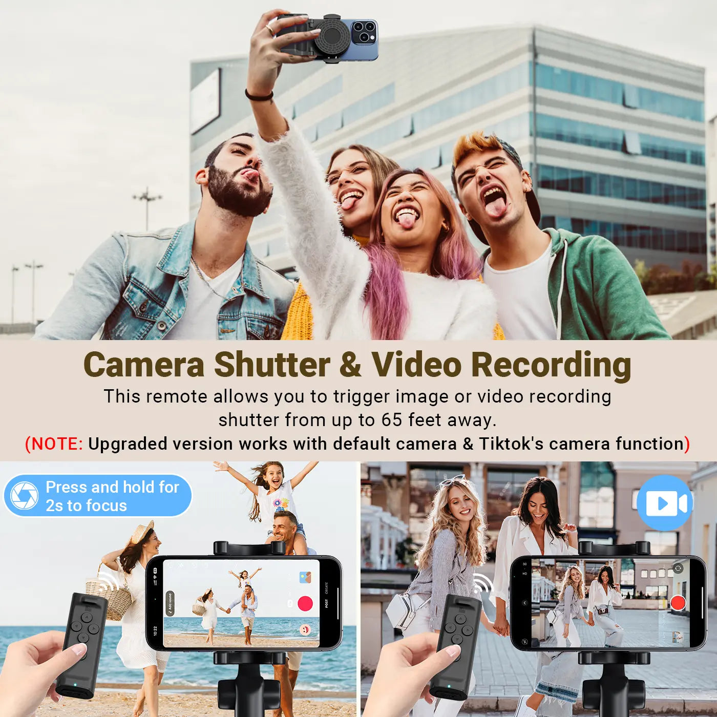 PUTARE Remote Control for Tiktok Scrolling with Phone Stand, Wireless Page Turner, Selfie Camera Shutter Video Recording for Ios Android, Cellphone Selfie Accessory Summerwins