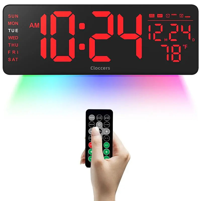 Usb-Powered Digital Wall Clock, Rectangle with Remote Control, Large Display with Indoor Temperature, Date and Week, Countdown Timer (Battery Not Included) #GLOBAL PICKS