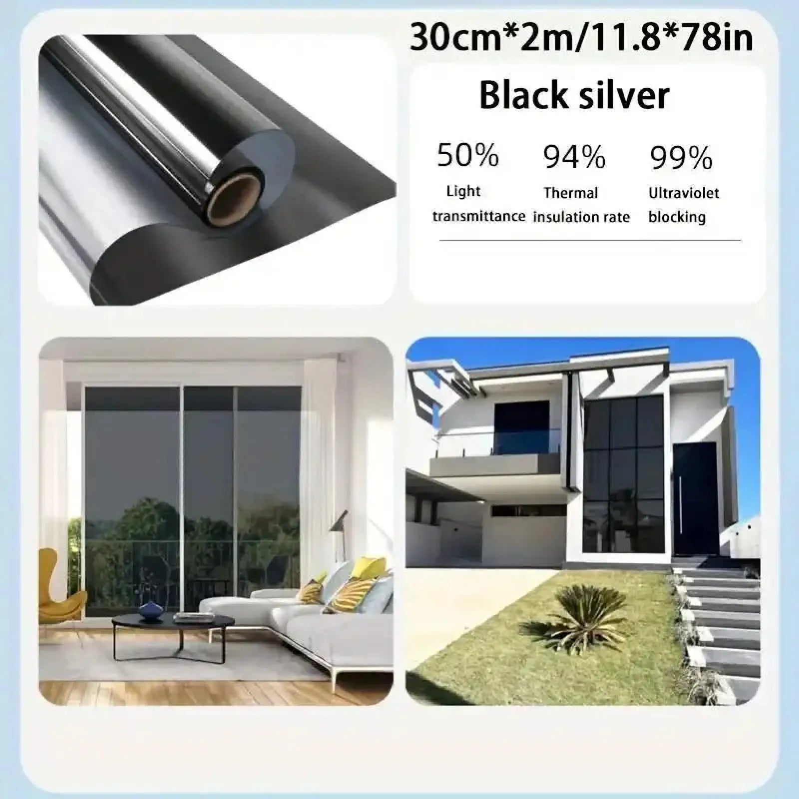 Anti-Peeping & Sunshade Window Film,Window Glass Film,Balcony & Office One-Way Perspective Sticker Film, Privacy Window Film