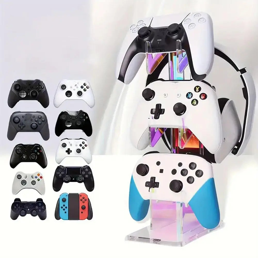 3-Layer Compact Game Controller Stand & Headphone Stand, Organize Storage Arrangement Stand for PS5 S4 Controller, Controller Holder Headset Stand Gaming Accessories