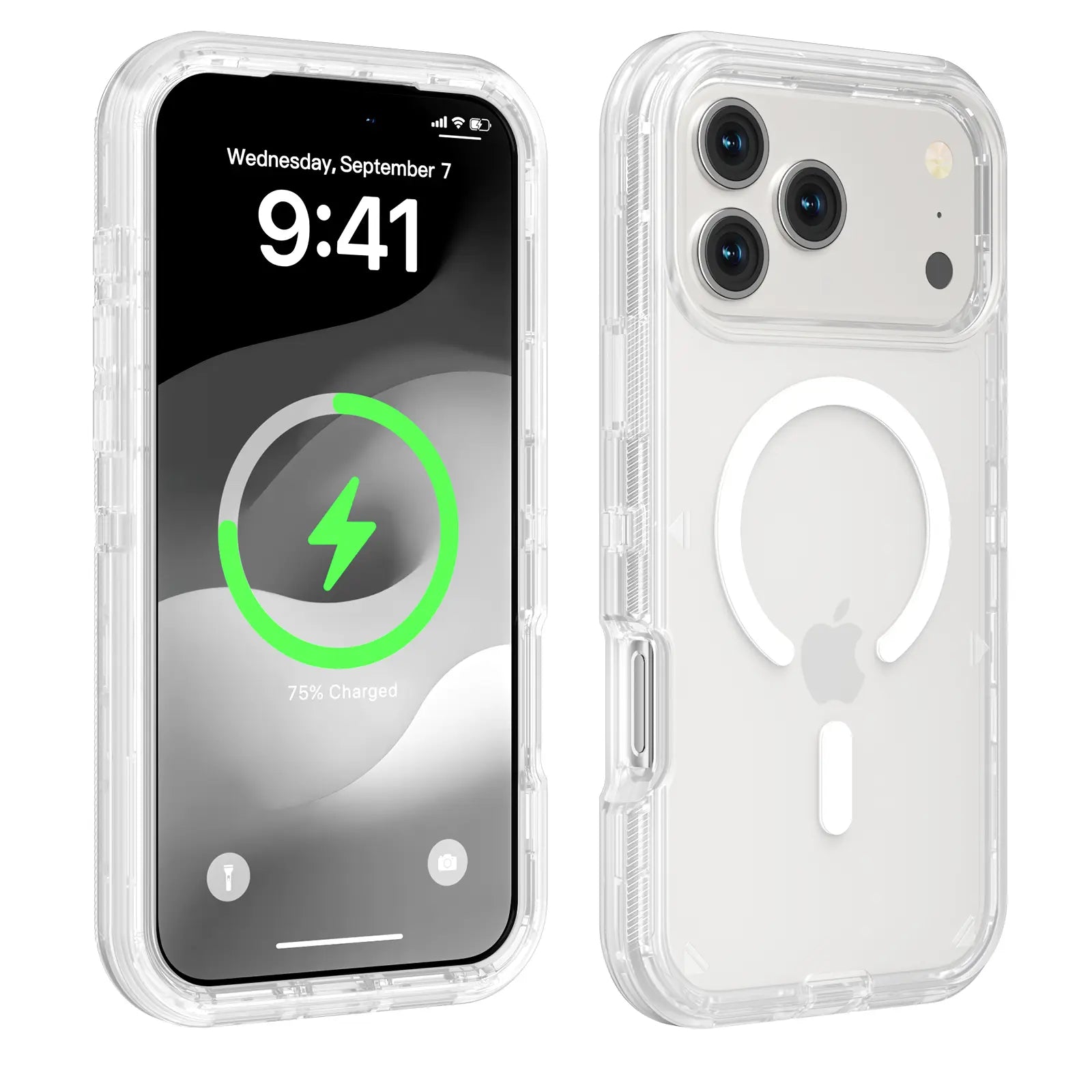 3-In-1 Transparent Phone Case for Iphone 17 Pro Max 17 Air 16 15 14 13 Pro Max,Compatible with Magsafe, Durable Dual Layer Transparent Magnetic Phone Cases, Heavy Duty Shockproof and Anti-Drop Protective Cover