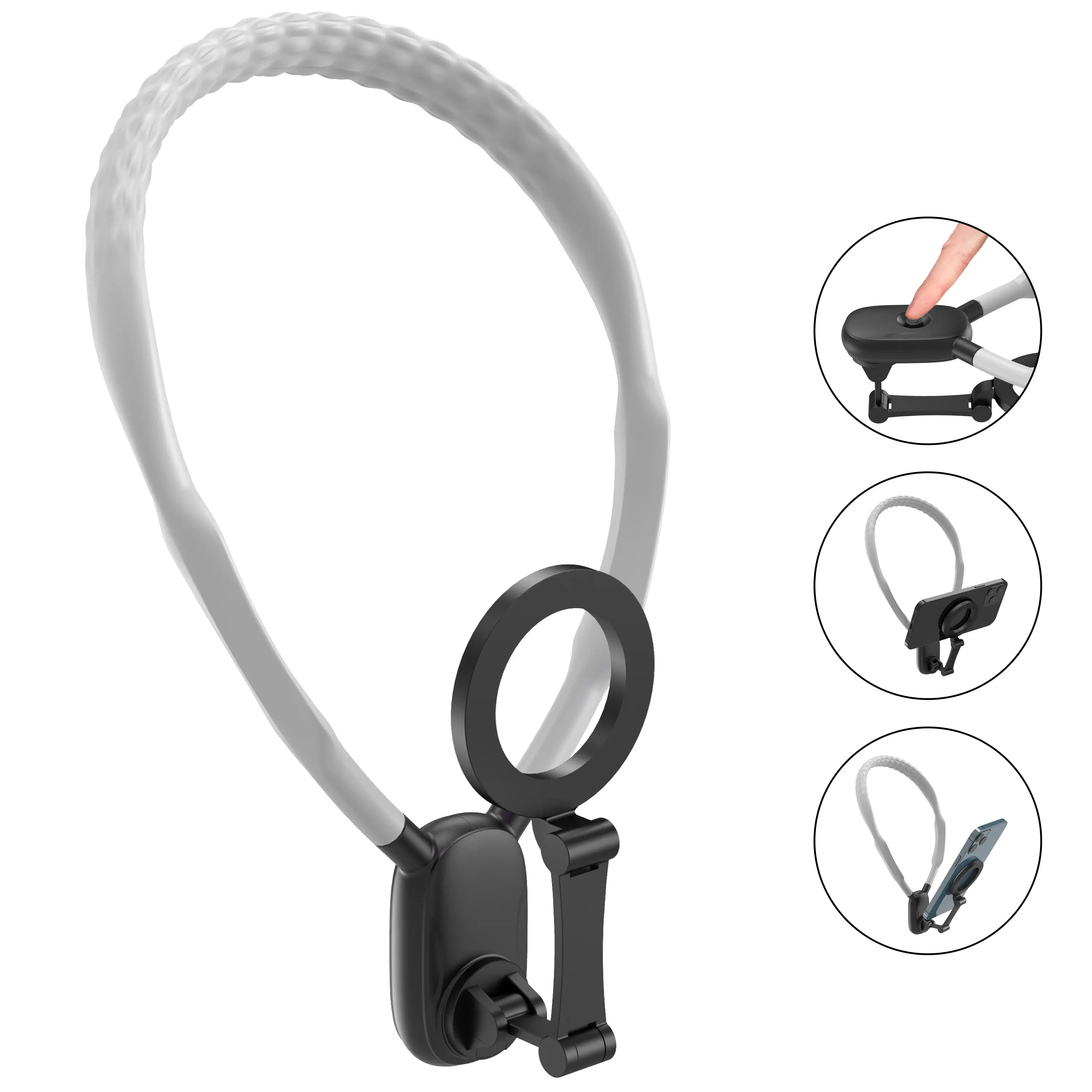 Magnetic Mobile Phone Neck Mount - Silicone-Steel Metal Hands-Free Holder with Plug, Landscape-Ready Pov/Vlog Chest Strap for Iphone 17/16/15/14, Cellphone Accessories for Android Smartphones
