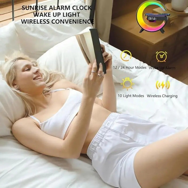 Wireless Charging Holder with Ambient Lighting and Alarm Clock Creative Office Multifunctional Magnetic Speaker for Bedroom Dormitory Holiday Valentine'S Day Gift