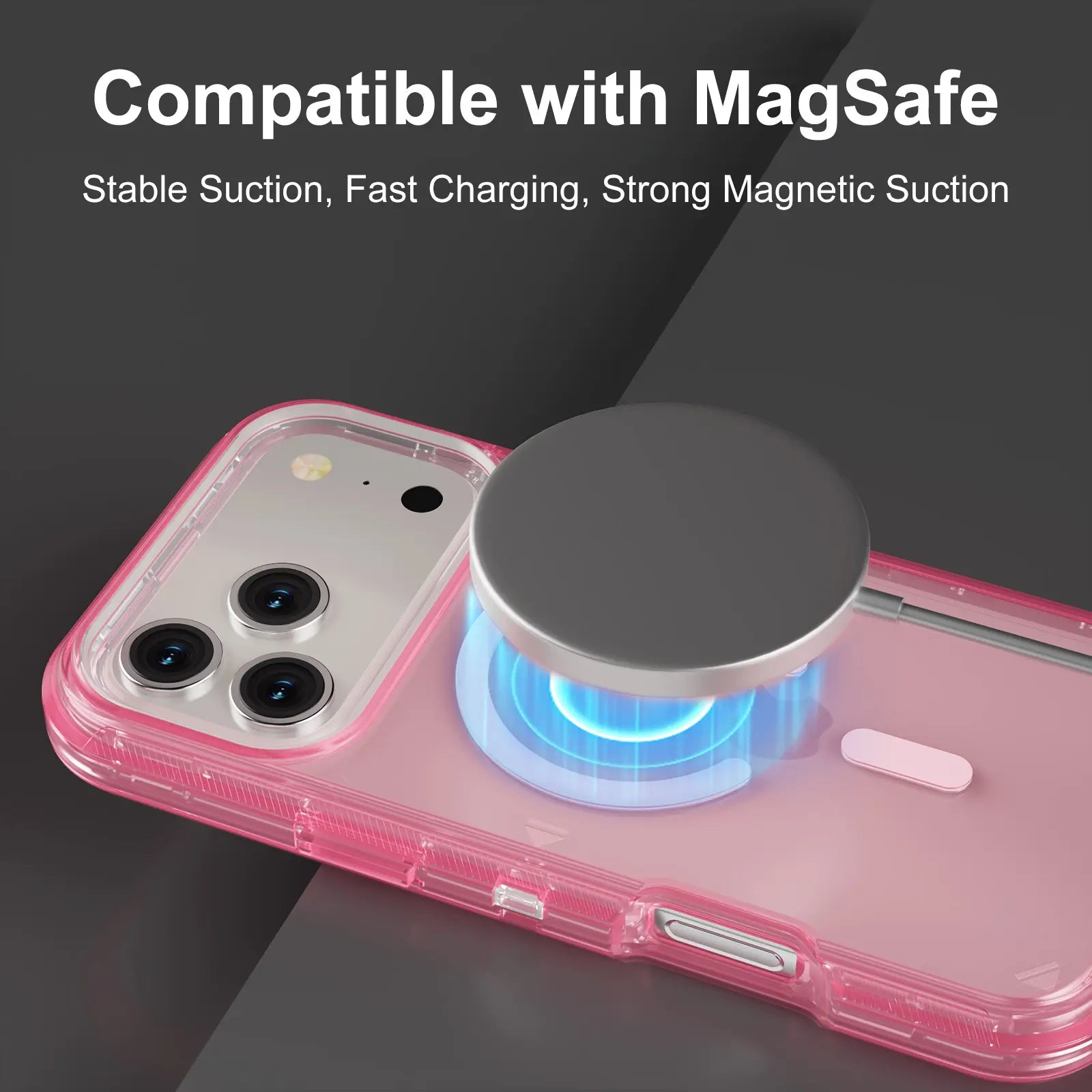 3-In-1 Transparent Phone Case for Iphone 17 Pro Max 17 Air 16 15 14 13 Pro Max,Compatible with Magsafe, Durable Dual Layer Transparent Magnetic Phone Cases, Heavy Duty Shockproof and Anti-Drop Protective Cover