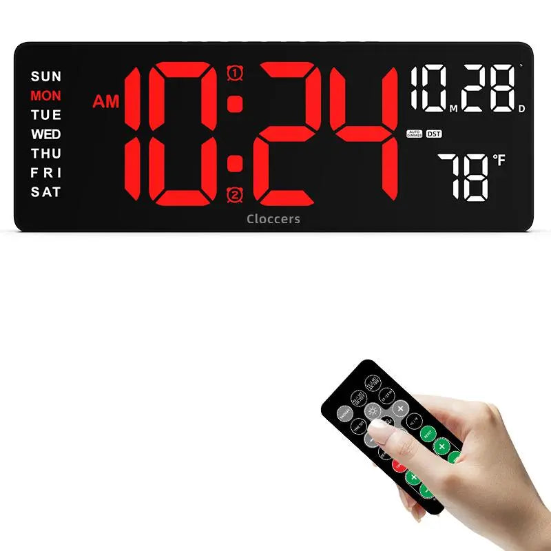 Usb-Powered Digital Wall Clock, Rectangle with Remote Control, Large Display with Indoor Temperature, Date and Week, Countdown Timer (Battery Not Included) #GLOBAL PICKS