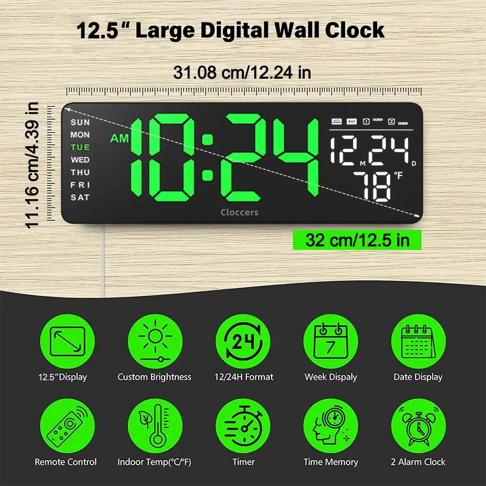 Usb-Powered Digital Wall Clock, Rectangle with Remote Control, Large Display with Indoor Temperature, Date and Week, Countdown Timer (Battery Not Included) #GLOBAL PICKS