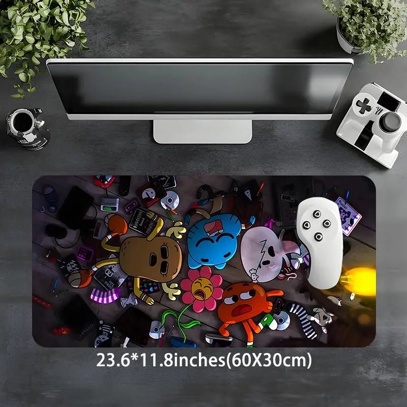 Cartoon Pattern Rectangle Gaming Computer Mouse Pad, Non-Slip Rubber Base Keyboard & Mouse Mat for Home Office Desk Décor
