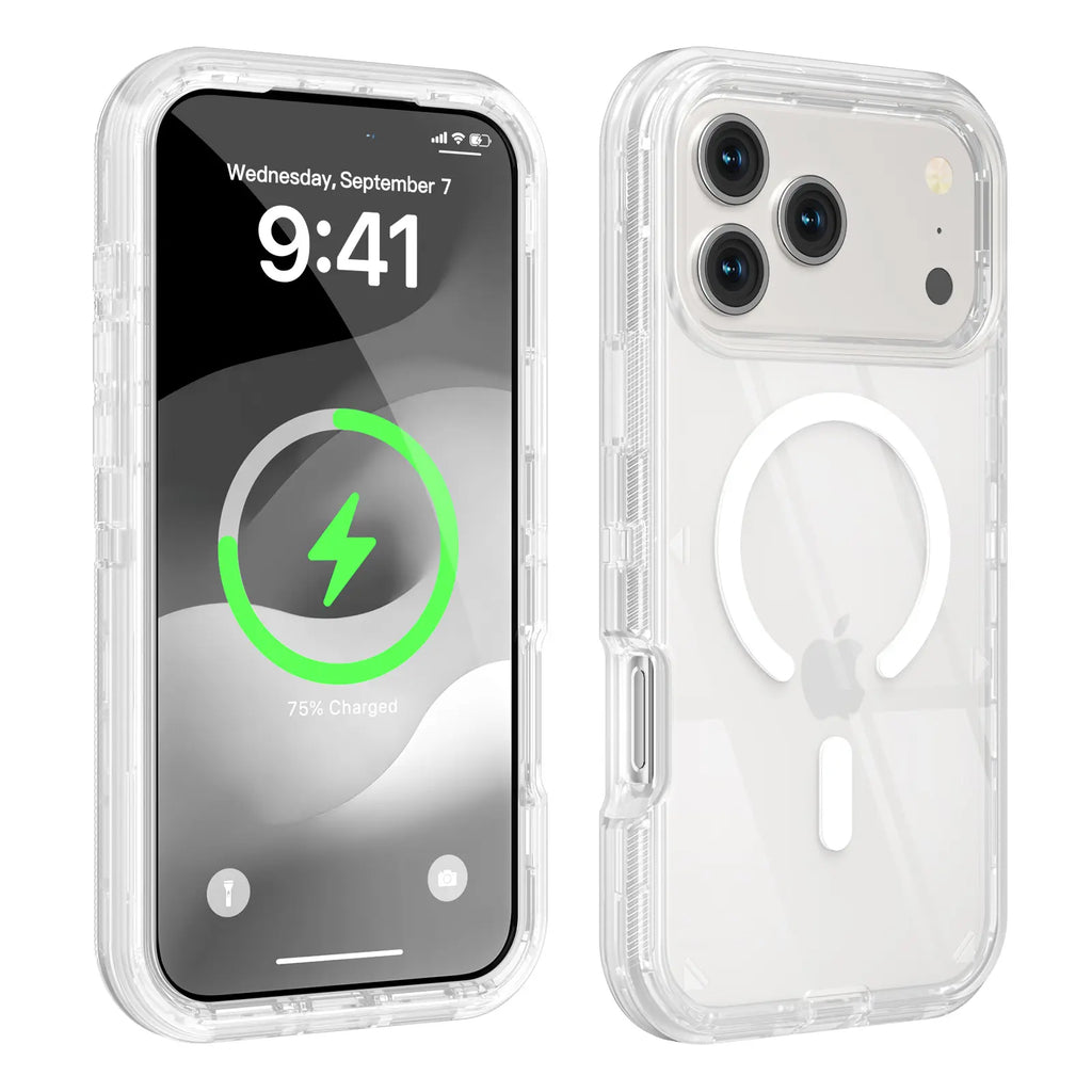 3-In-1 Transparent Phone Case for Iphone 17 Pro Max 17 Air 16 15 14 13 Pro Max,Compatible with Magsafe, Durable Dual Layer Transparent Magnetic Phone Cases, Heavy Duty Shockproof and Anti-Drop Protective Cover