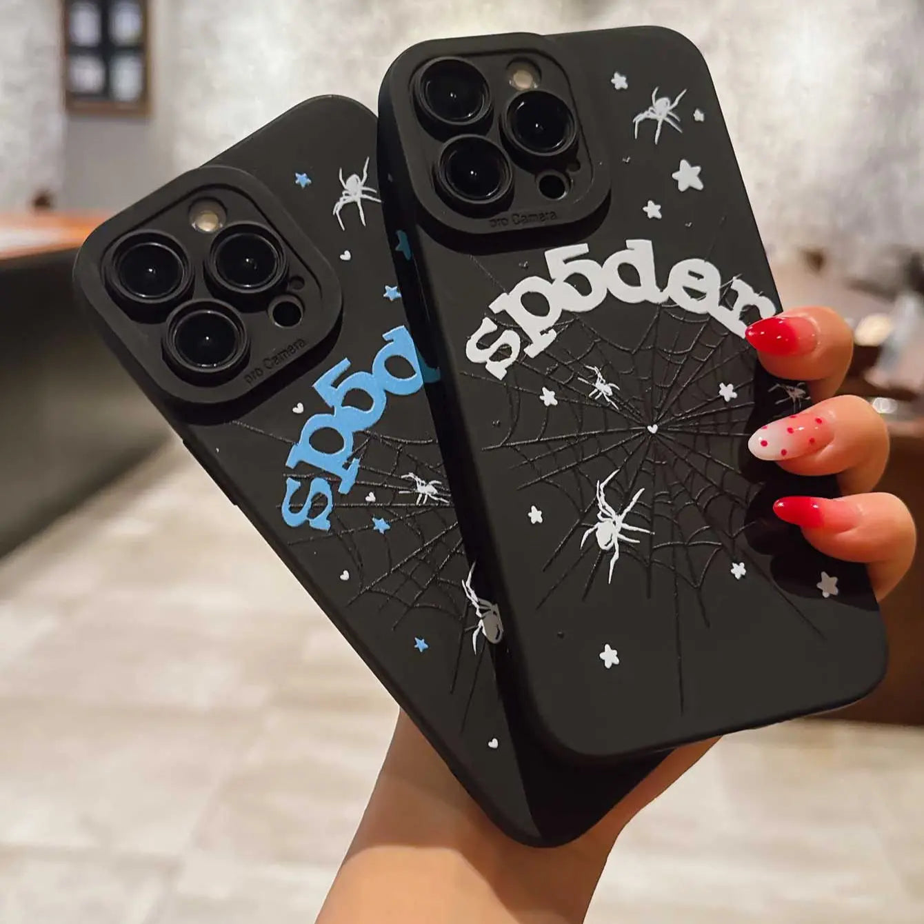 Dark Spider Web Design TPU Smartphone Casing Anti-Drop Shockproof Protective Phone Case Set, Soft Full Coverage Case for Iphone 11/12/13/14/15/16 Pro Max/Plus/X/Xs/Xr/Mini, Creative Gift for Couples & Friends, Accessories