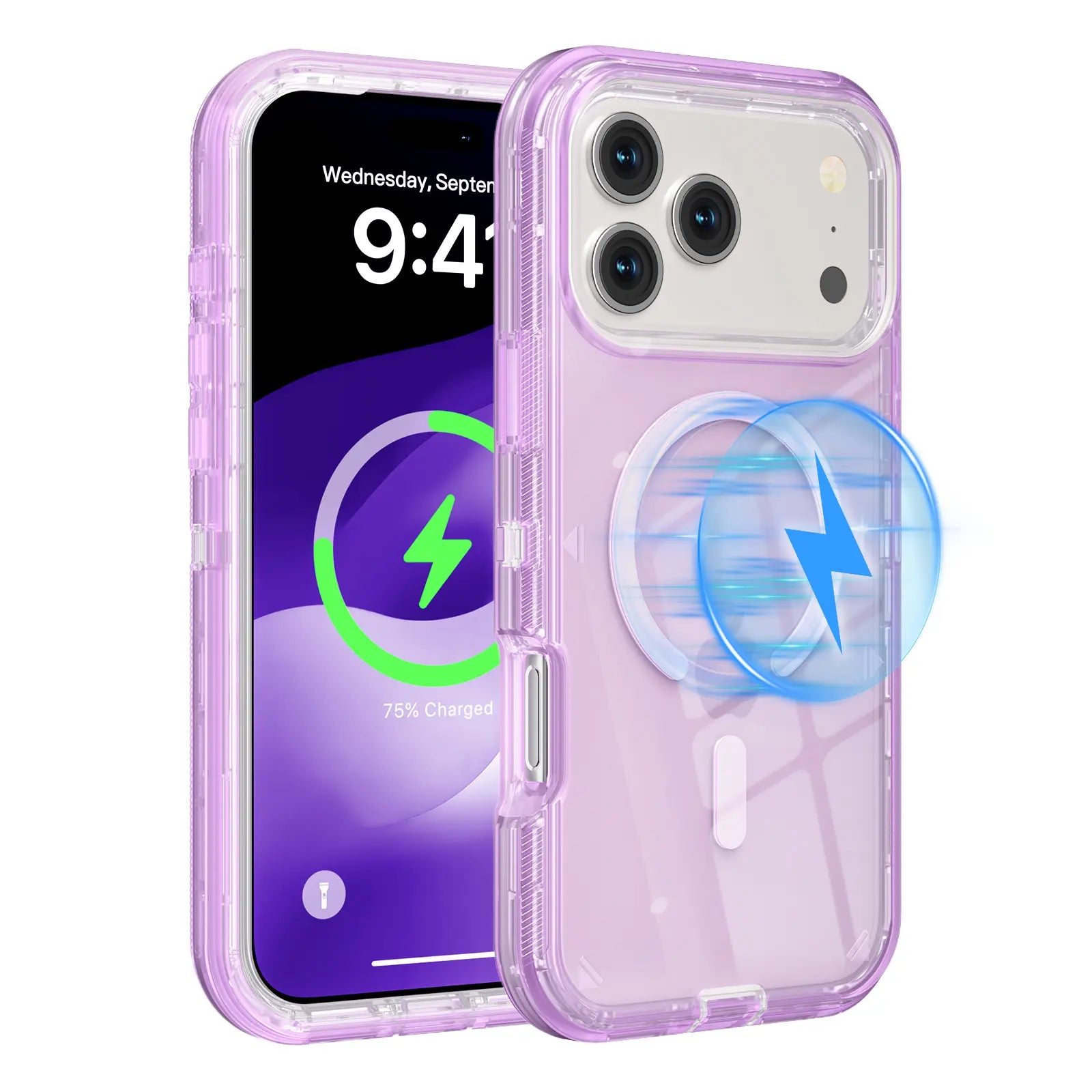 3-In-1 Transparent Phone Case for Iphone 17 Pro Max 17 Air 16 15 14 13 Pro Max,Compatible with Magsafe, Durable Dual Layer Transparent Magnetic Phone Cases, Heavy Duty Shockproof and Anti-Drop Protective Cover