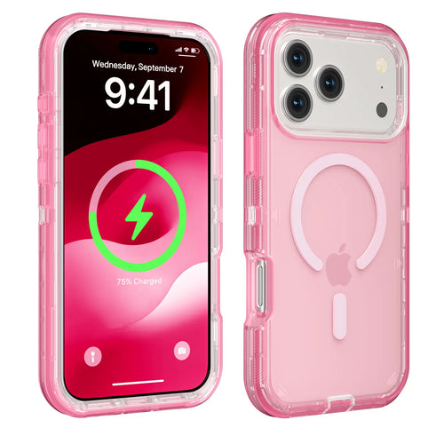 3-In-1 Transparent Phone Case for Iphone 17 Pro Max 17 Air 16 15 14 13 Pro Max,Compatible with Magsafe, Durable Dual Layer Transparent Magnetic Phone Cases, Heavy Duty Shockproof and Anti-Drop Protective Cover